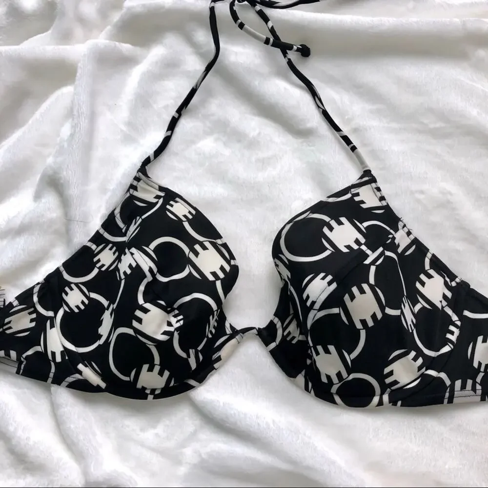Victoria Secret Black white patterned underwire bikini top 36D swim